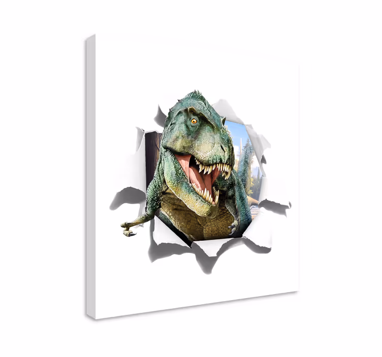 Dinosaurs lerretsbilde 3d sint t-rex - Tenstickers