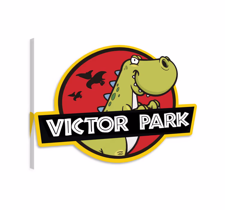 Dinosaurer lerretsbilde med tilpassbart emblem - Tenstickers
