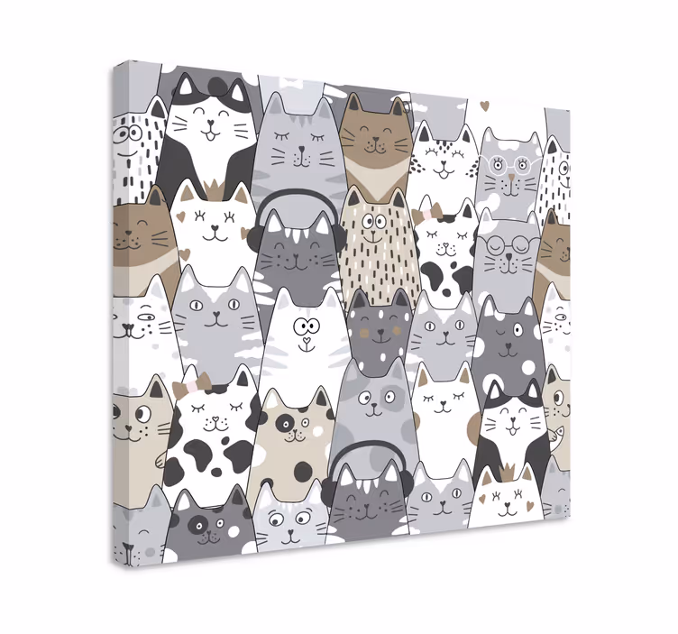 Katte lerretsbilde med tegneserie katter - Tenstickers