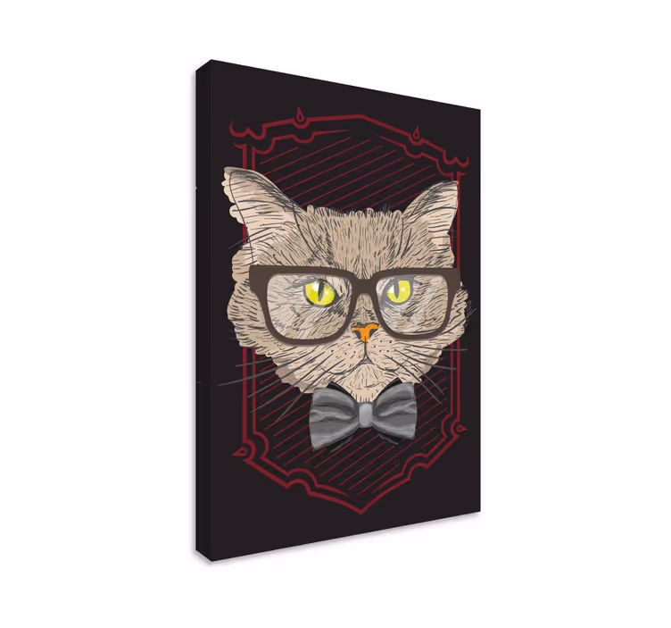 Katte lerretsbilde katt med briller - Tenstickers