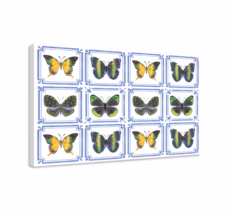 Lerretsbilde sommerfugl fargerike fliser - Tenstickers