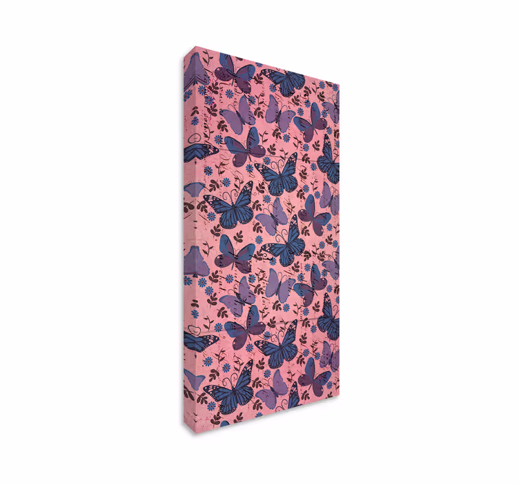 Lerretsbilde sommerfugl lilla toner med sitater - Tenstickers