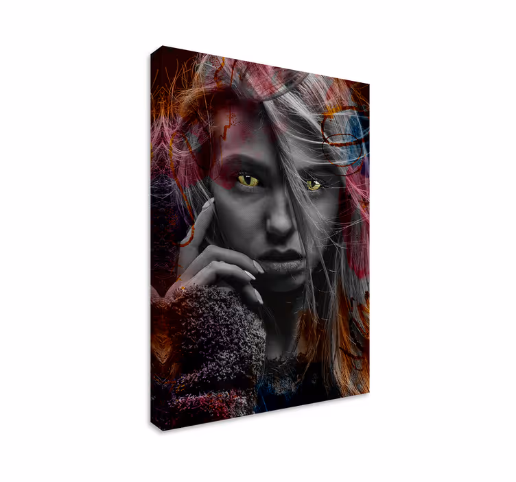 Kunstnerisk feline look moderne lerret vegg kunst - Tenstickers