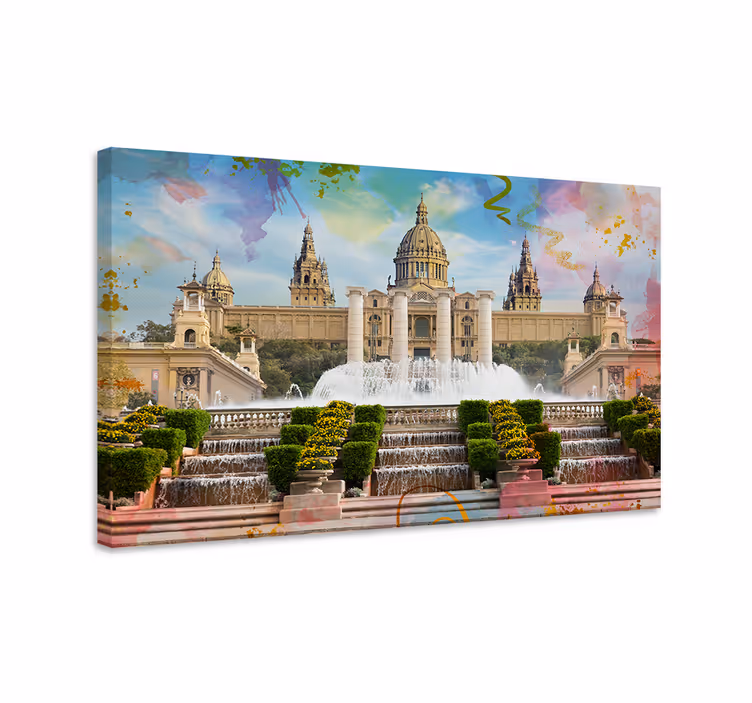Barcelona montjuic city lerretstrykk - Tenstickers
