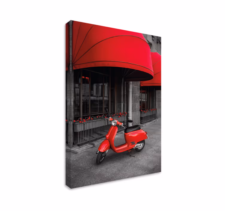 Parkert rød motor italiensk scooter byduk - Tenstickers