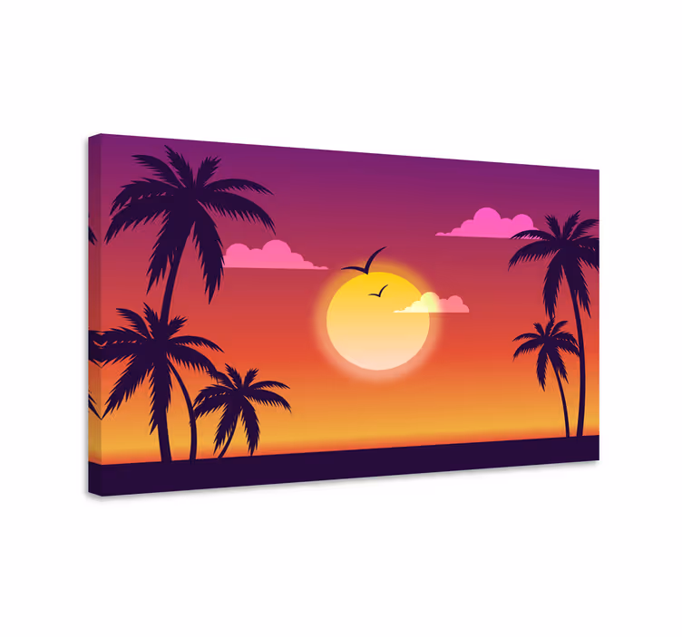 Landskaps lerretsbilde tropisk solnedgang - Tenstickers
