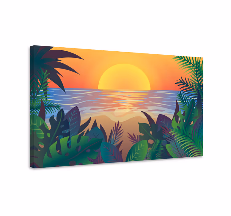Retro sun bearch landscape canvas - Tenstickers