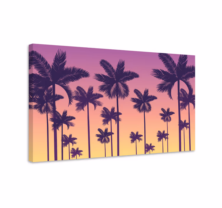 Solnedgang palmer landskap lerret - Tenstickers