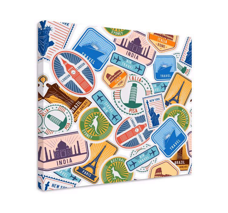 Globale landemerker collage lerretstrykk - Tenstickers