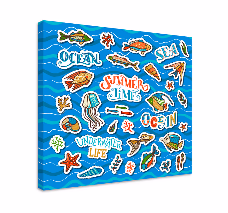 Hav klistremerke collage barn lerret - Tenstickers