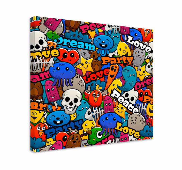 Funky karaktercollage Karakterer lerretsbilder - Tenstickers