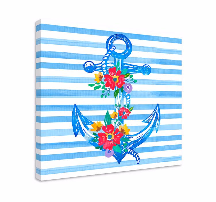 Floral anker illustrasjon lerretsbilde seilere - Tenstickers