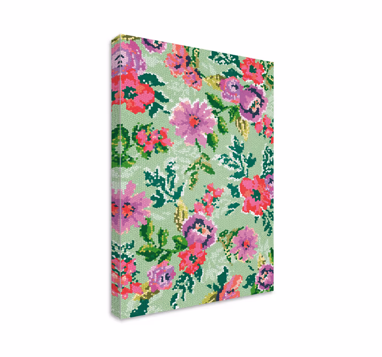 Mosaikk blomstermønster blomste lerretsbilde - Tenstickers