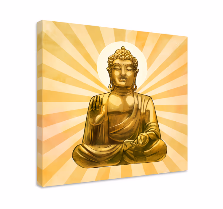 Gylden buddha lerret veggkunst - Tenstickers