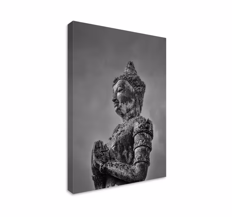 Grå buddha lerret vegg kunst - Tenstickers