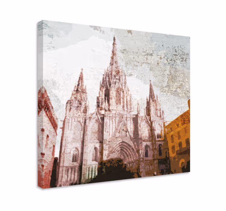 Personas katedral barcelona mennesker lerret - Tenstickers