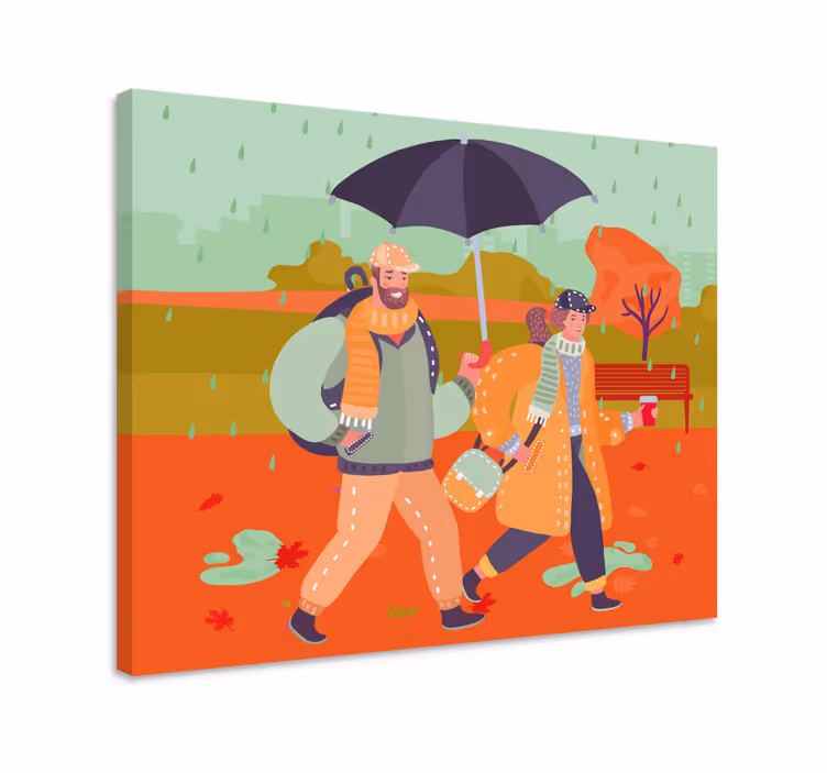 Lerretsbilde personer sammen gående - Tenstickers