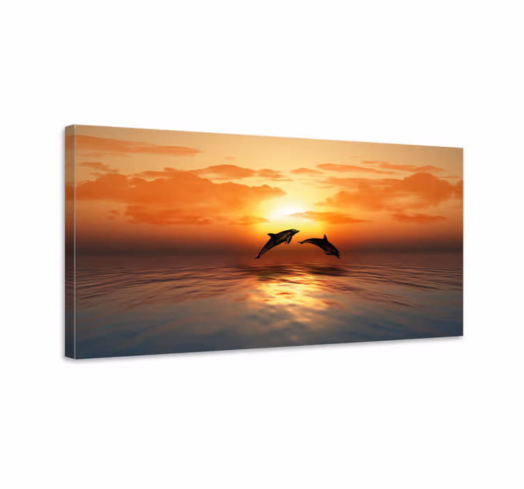 3d delfines nadando 3d lerretstrykk - Tenstickers