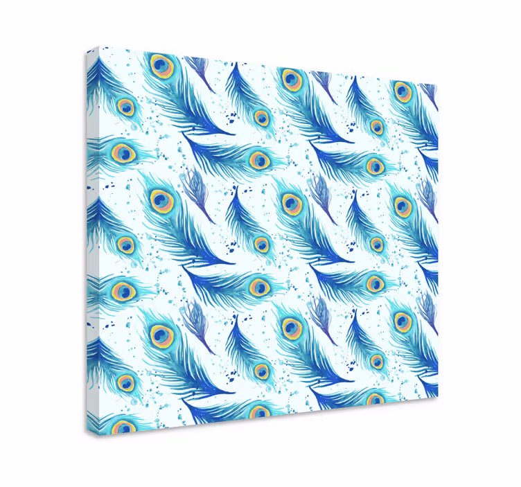 Plumas azules estilo acuarela veggkunst - Tenstickers