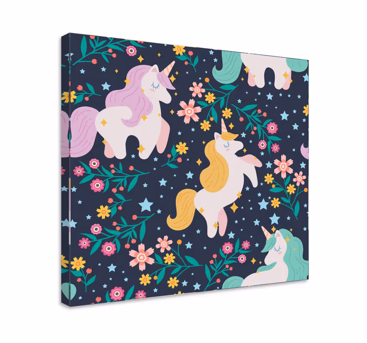 Unicornios flores estrellas unicorn veggtrykk - Tenstickers