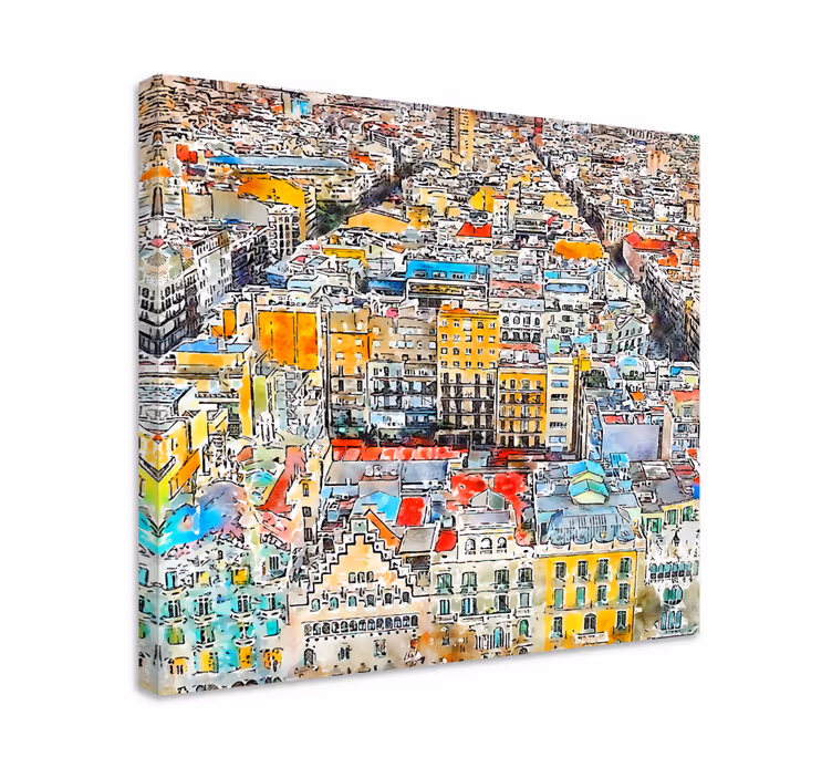 Kunst av Barcelona lerret kunsttrykk - Tenstickers