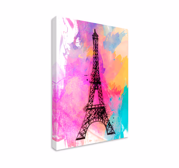 Paris eiffeltårnet fargerike by lerretstrykk - Tenstickers