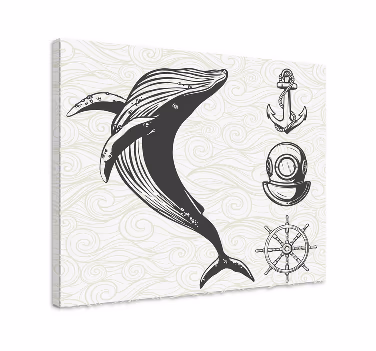 Delfin barn rustikk lerretskunst - Tenstickers