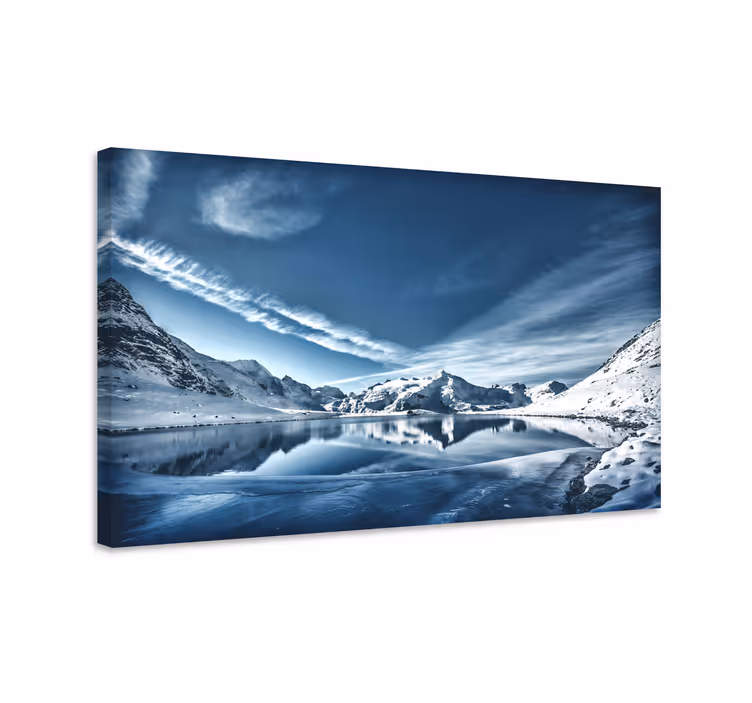 Fjell snø sol landskap lerret - Tenstickers