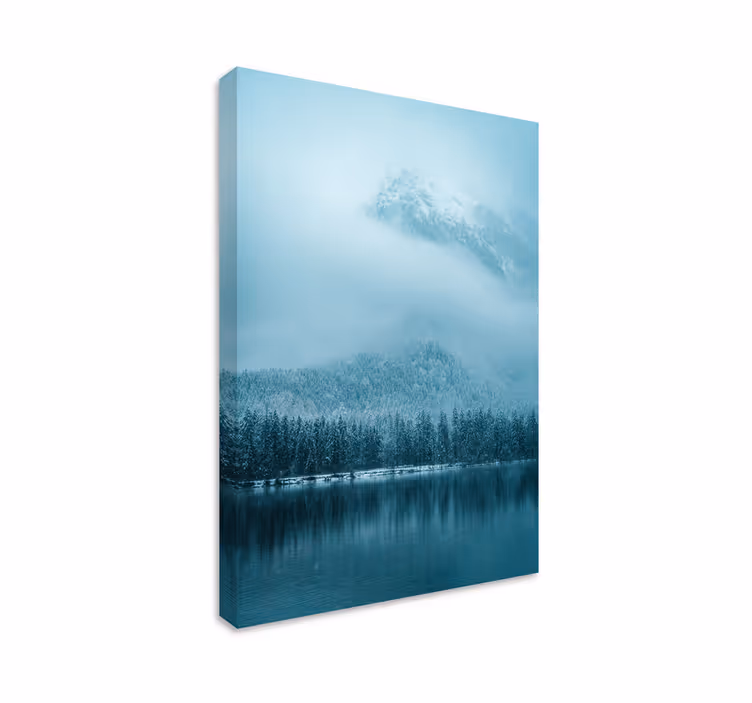 Landskaps lerretsbilde tåkete fjellrefleksjon - Tenstickers