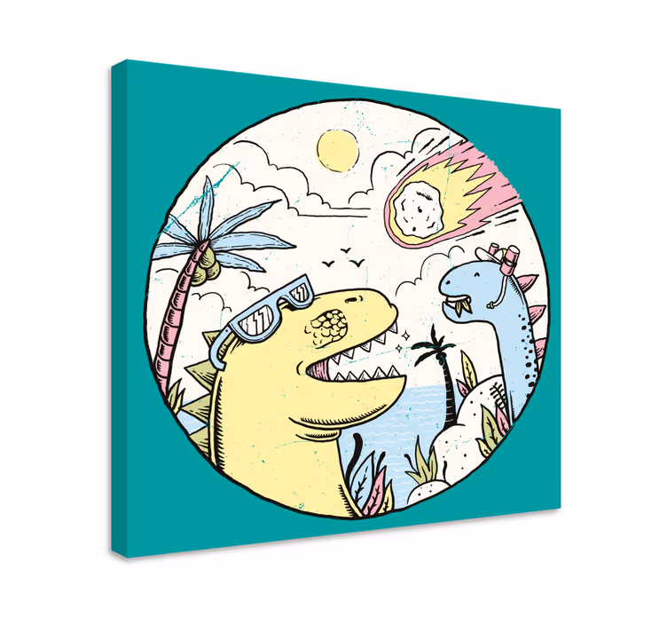 Dinosaurer fallende meteoritt lerretstrykk - Tenstickers