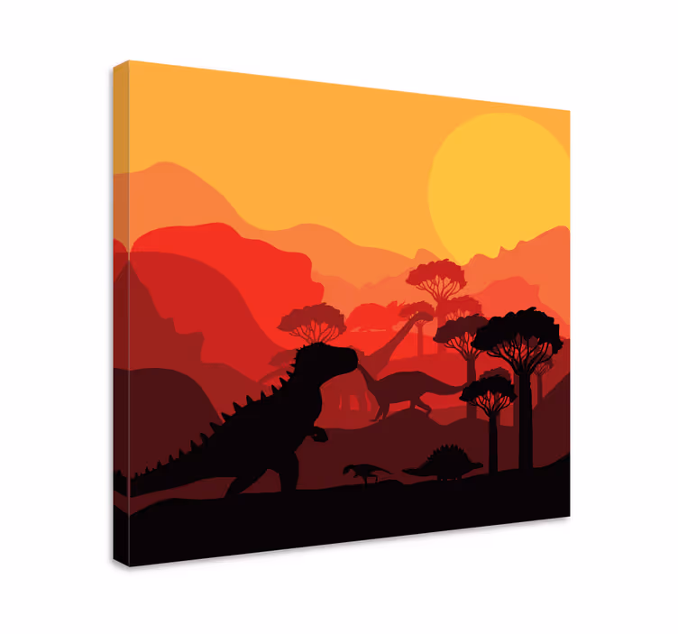 Dinosaurer jura landskap lerretstrykk - Tenstickers