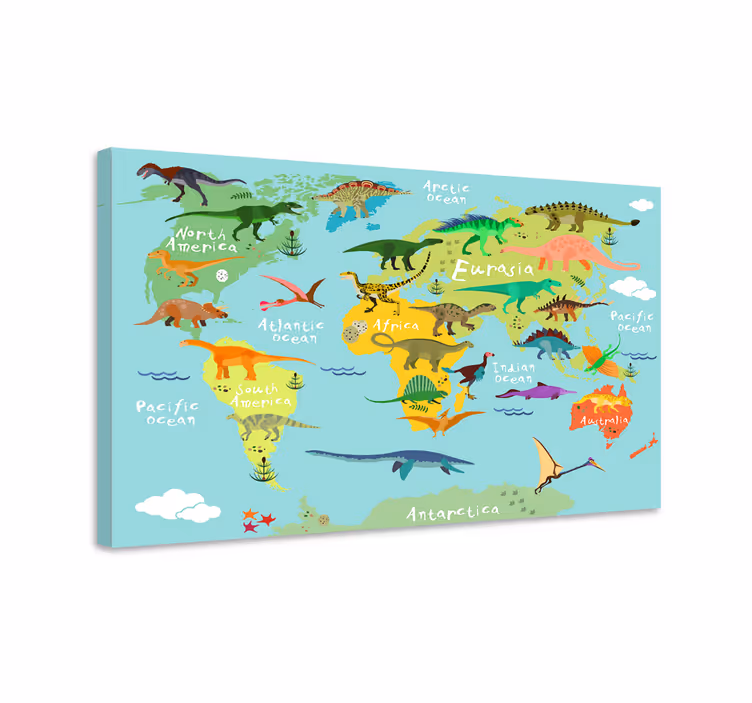 Dinosaurer verdenskart lerretstrykk for barn - Tenstickers