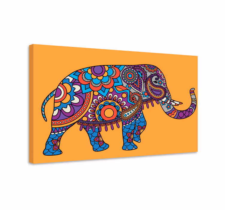 Flerfarget mandala elefanter gå lerret - Tenstickers
