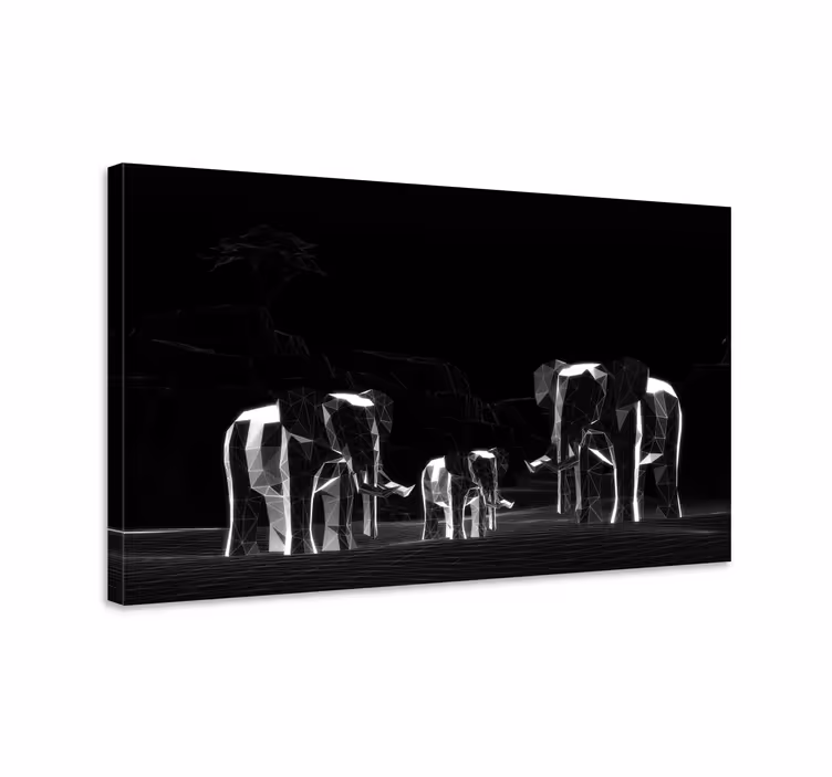 Grå elefanter 3d effekt elefant lerret - Tenstickers