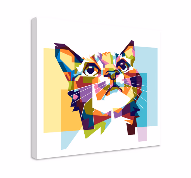 Geometrisk katt lerretstrykk - Tenstickers
