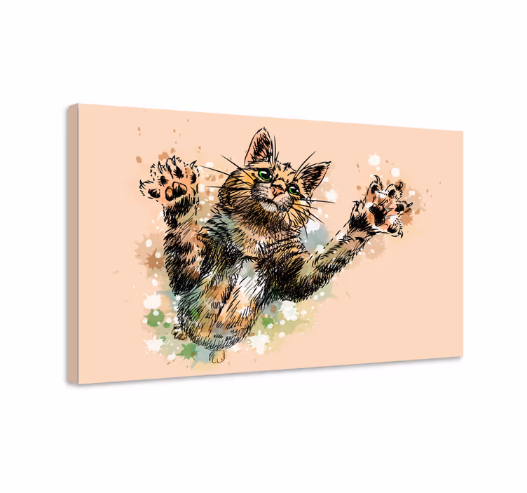 Søt malt katt lerretstrykk - Tenstickers