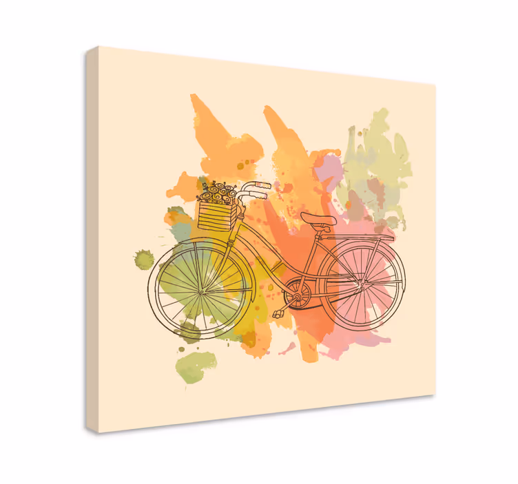 Vintage sykkel med blomster retro lerret kunst - Tenstickers