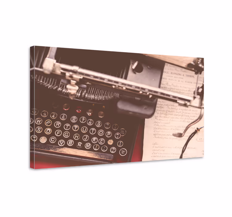 Frukt stillbilde lerretsbilde med vintage skrivemaskintaster - Tenstickers