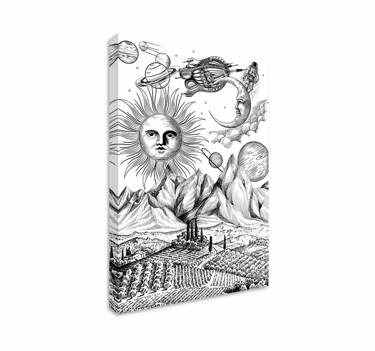 Flotte univers collage lerret kunsttrykk - Tenstickers