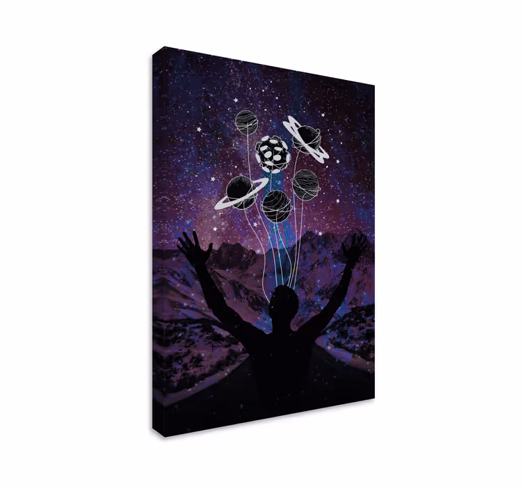 Univers i dine hender lerret kunsttrykk - Tenstickers