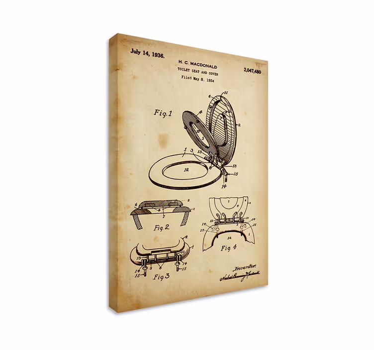Vintage baderoms lerret kunst - Tenstickers