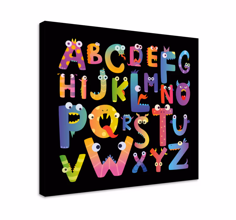 Alfabet lerretsbilde med monstrede bokstaver - Tenstickers