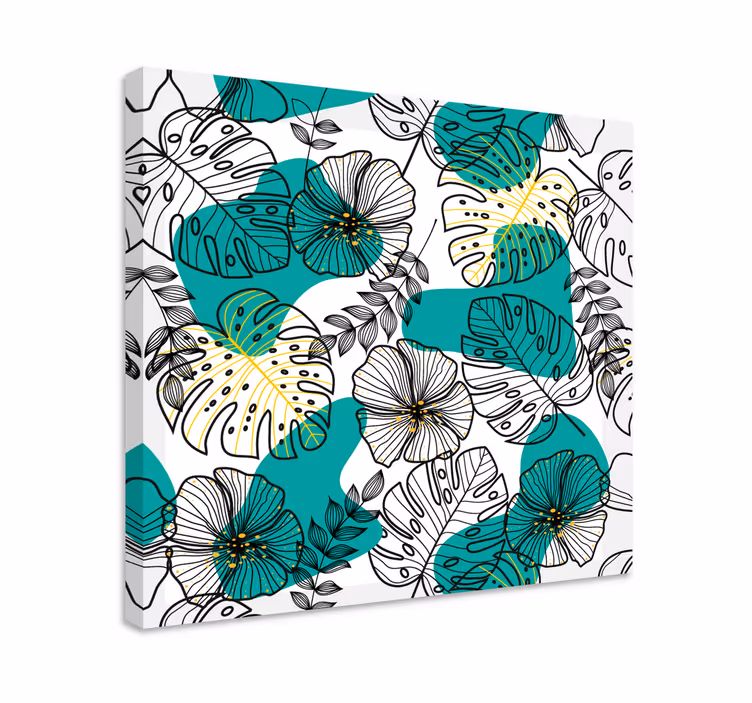Blomst lerretsbilde med blomsterbladmønster - Tenstickers