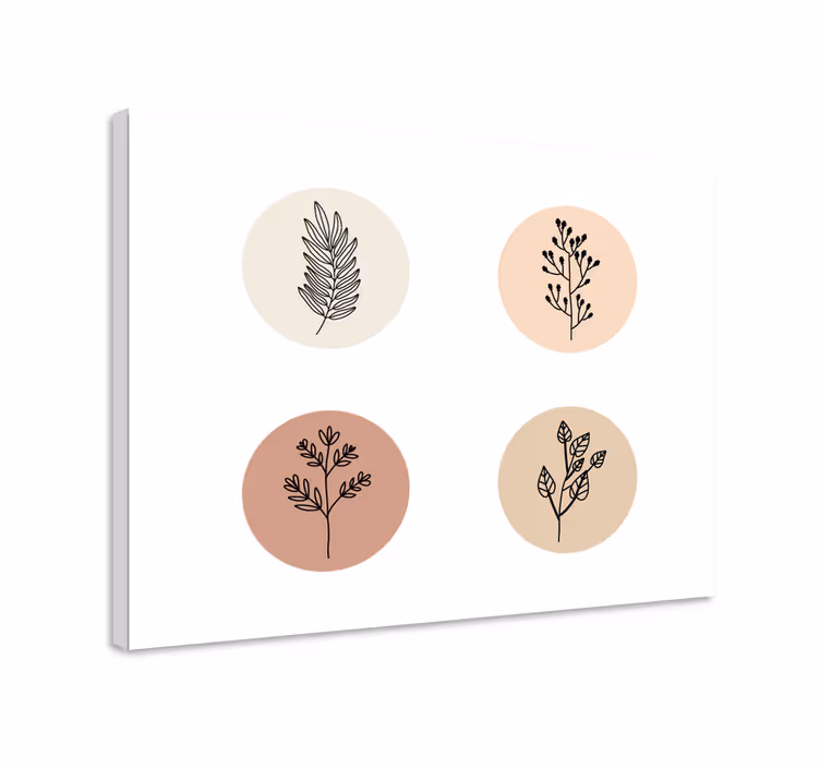 Blomst lerretsbilde med blomster sirkelmønster - Tenstickers