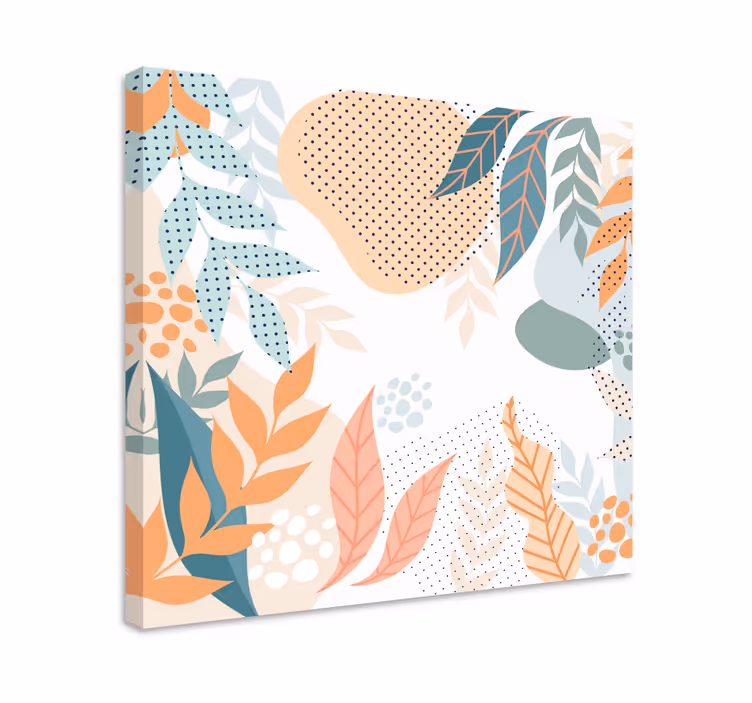 Blomst lerretsbilde med botaniske bladmønstre - Tenstickers
