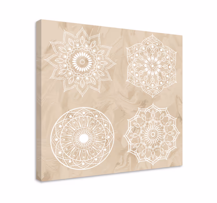 Fire beige mandalaer kunst på lerret - Tenstickers