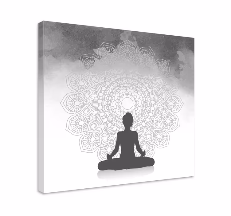 Silhuett meditasjon mandala lerretsbilde - Tenstickers