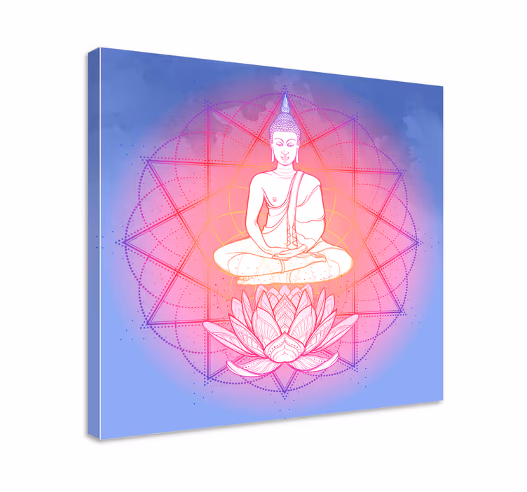 Buddha meditere mandala lerretsbilde - Tenstickers