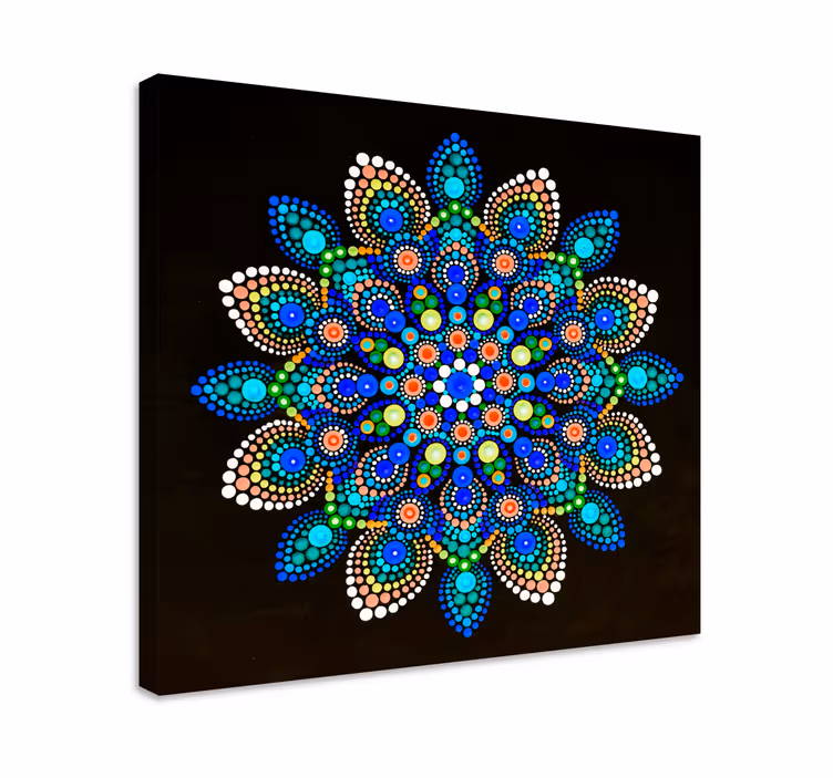 Mandala fargerike prikker mandala lerret veggkunst - Tenstickers