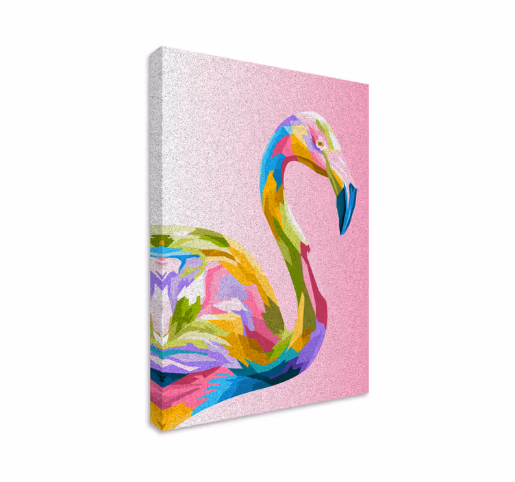 Flamingo kunst fjær lerret vegg kunst - Tenstickers